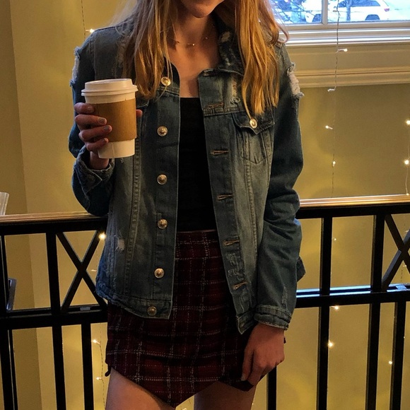 Papaya Distressed Denim Jacket - Picture 5 of 5